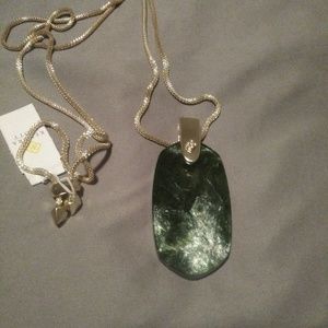 Inez Gold Long Pendant Necklace (Sage Mica)